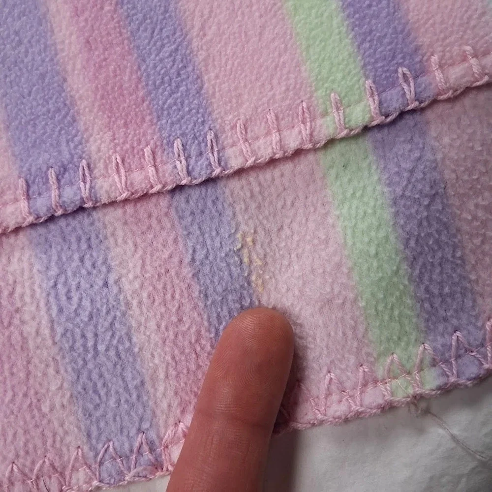 Vtg Circo Baby Girl Pink Stripe Microfleece Blanket Lovey Target HTF Purple Soft